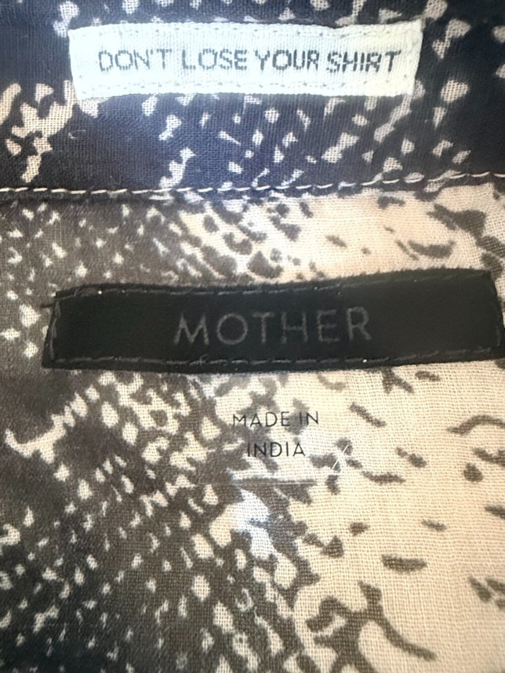 MOTHER the thin veil button down boa babe shirt Sz. Large 100% Cotton - Picture 6 of 12